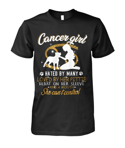 Cancer Girl Loved by her Pittie Unisex Cotton Tee