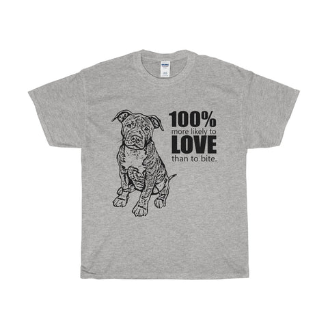 Pitbull 100% more likely to love than bite T-shirt